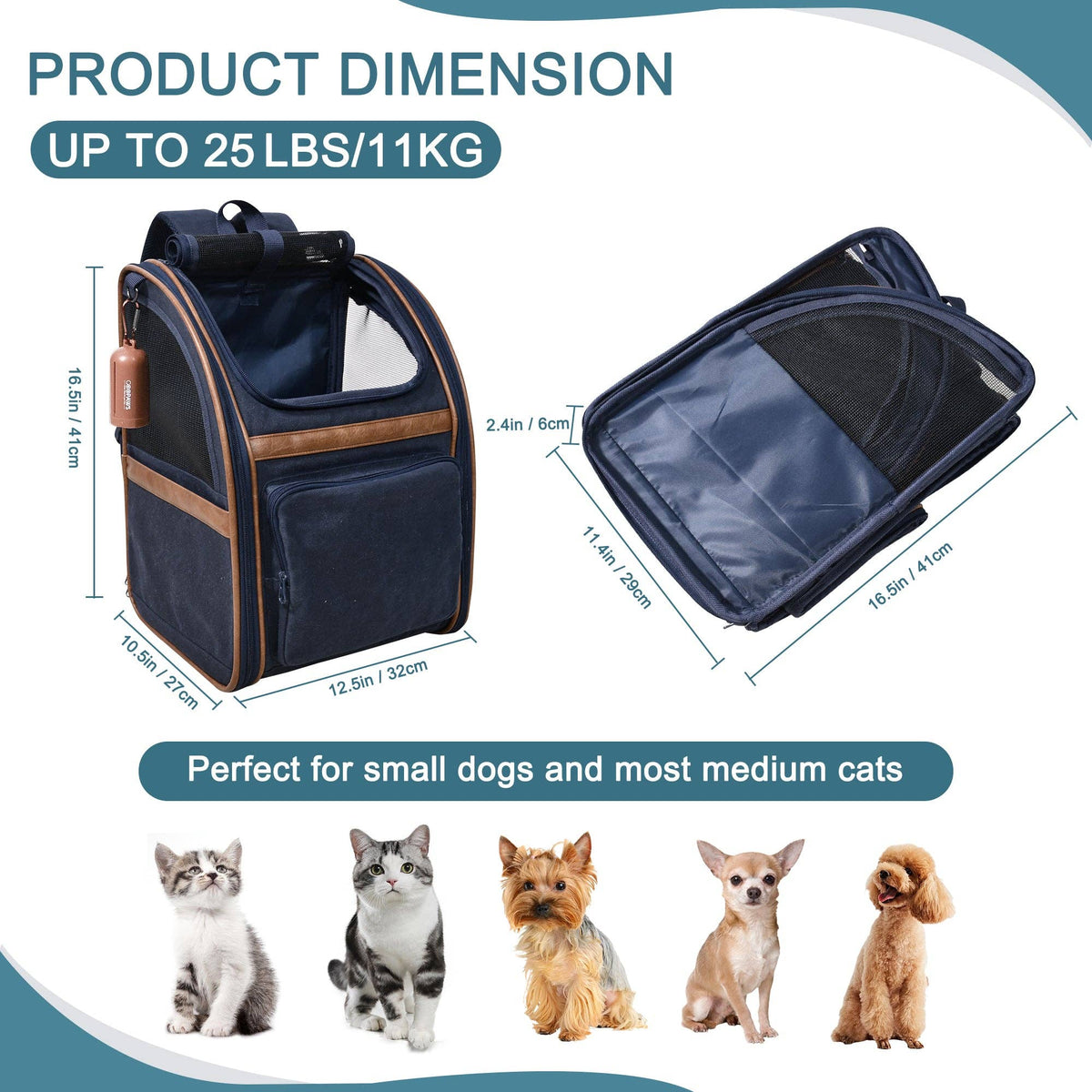 GooPaws Soft Sided Mesh Travel Carrier Backpack for Dogs and Cats