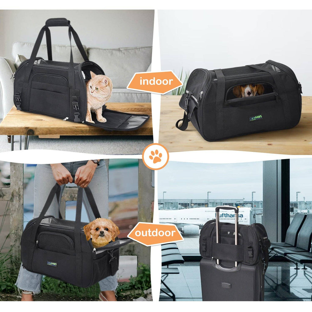 GooPaws Soft Sided Travel Carrier in Black For Dogs and Cats