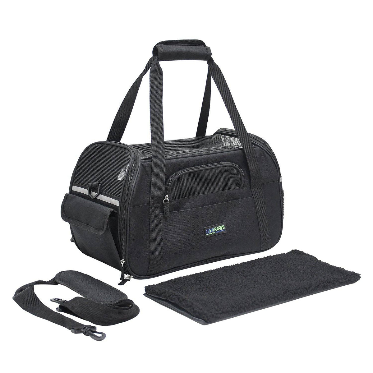 GooPaws Soft Sided Travel Carrier in Black For Dogs and Cats