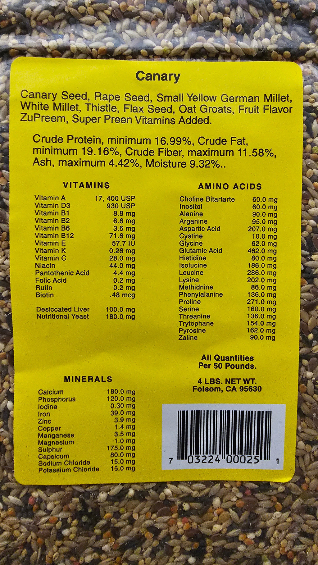 Preferred Exotic Canary Bird Food