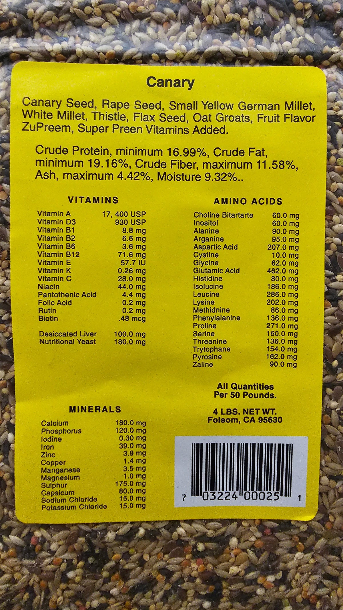 Preferred Exotic Canary Bird Food