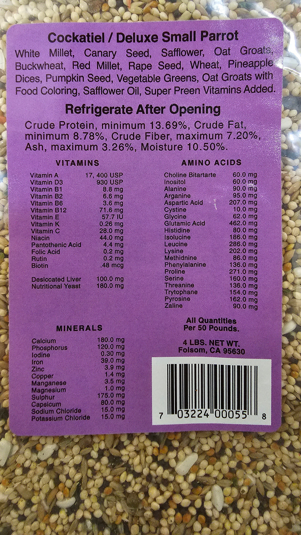 Preferred Exotic Cockatiel Deluxe Bird Food