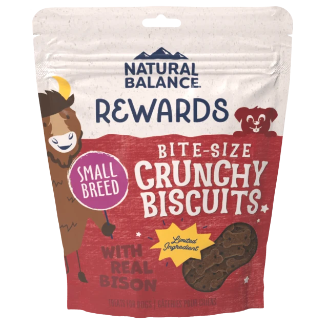 Natural Balance Rewards Bite-Size Crunchy Biscuits Small Breed With Real Bison Dog Treat