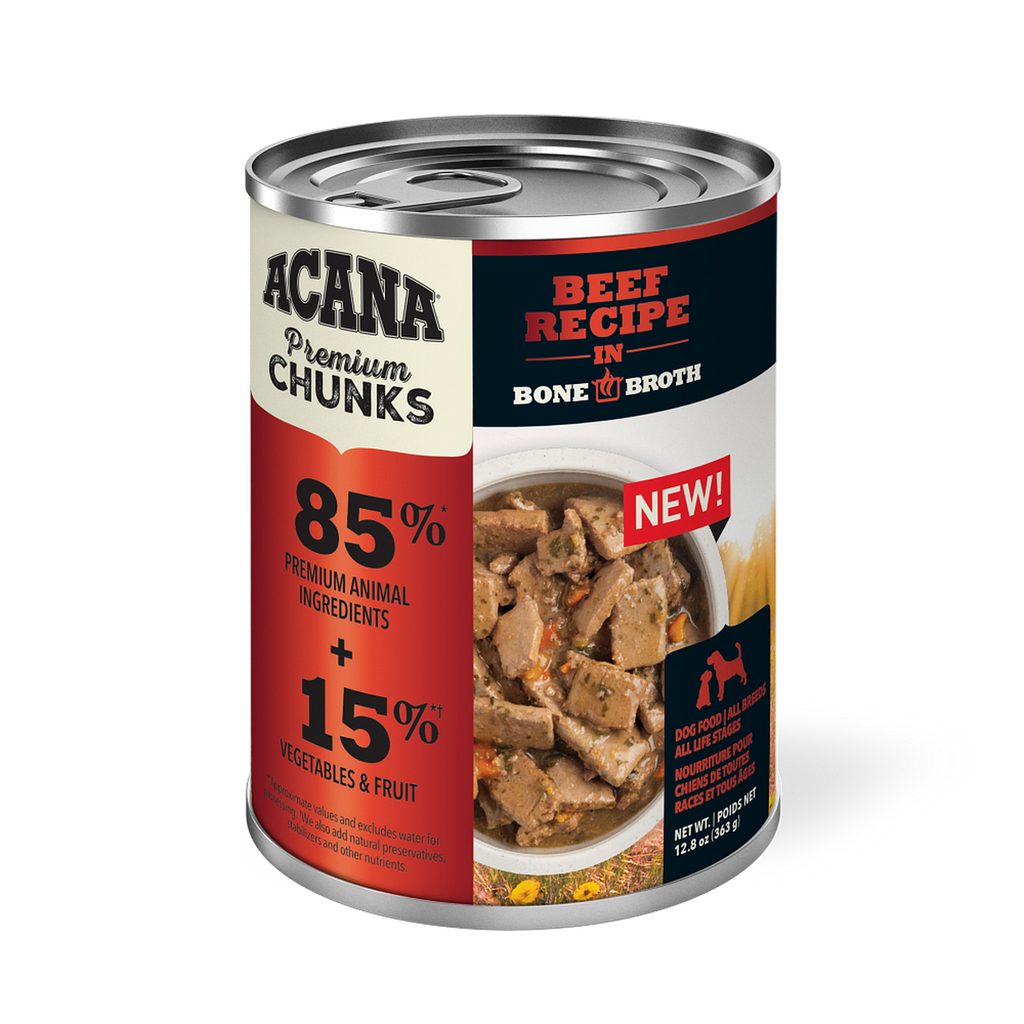 Acana Premium Chunks Beef Recipe in Bone Broth Canned Dog Food