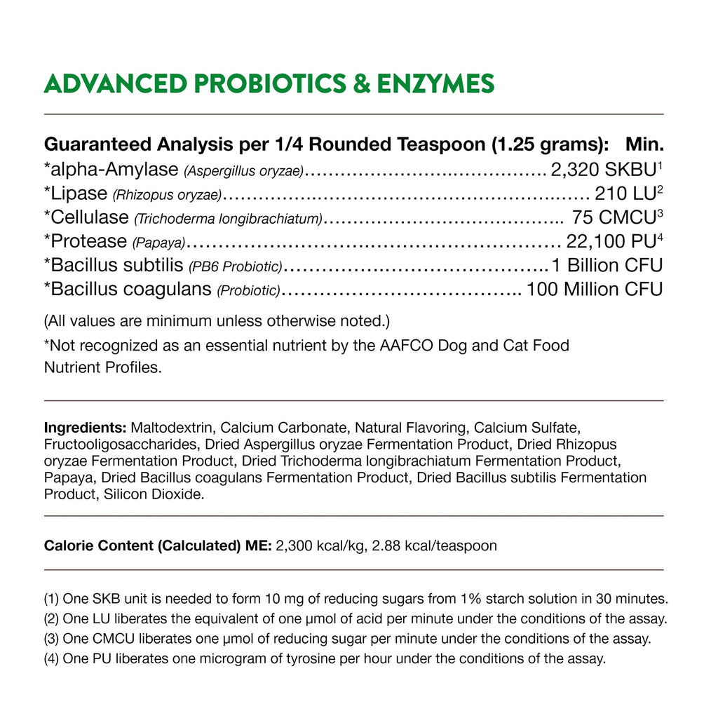 NaturVet Advanced Probiotic & Enzymes Powder for Dogs and Cats