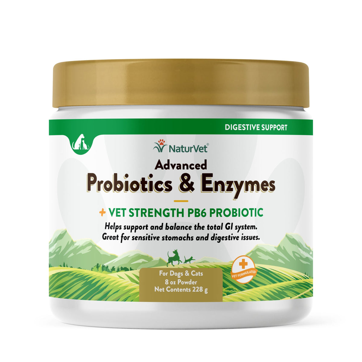 NaturVet Advanced Probiotic & Enzymes Powder for Dogs and Cats