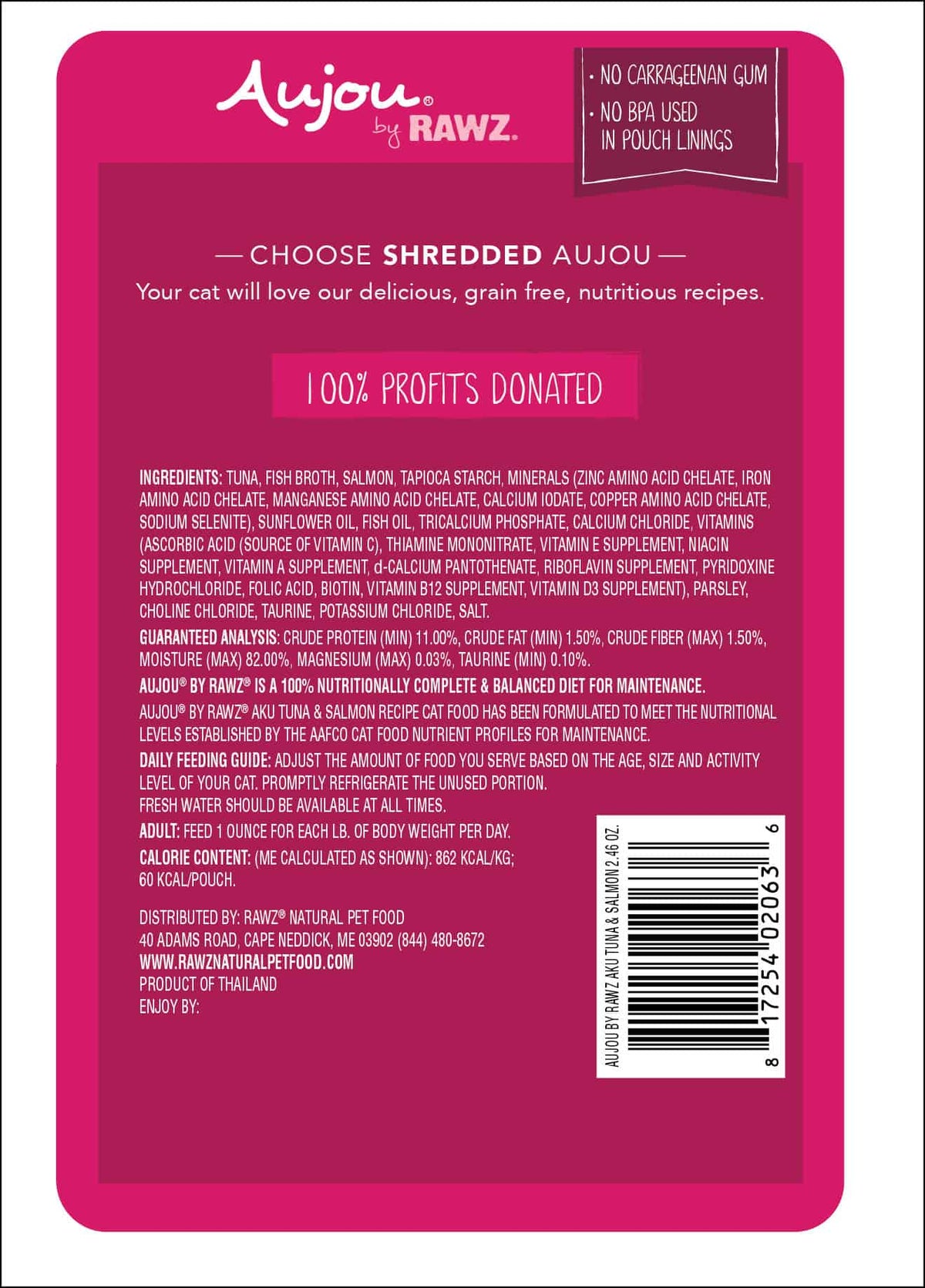 Aujou Aku Tuna & Salmon Recipe Cat Food Pouch