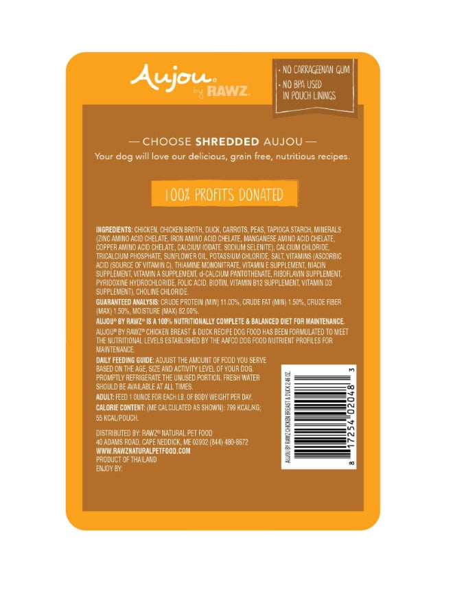 Aujou Chicken Breast & Duck Recipe Dog Food Pouch