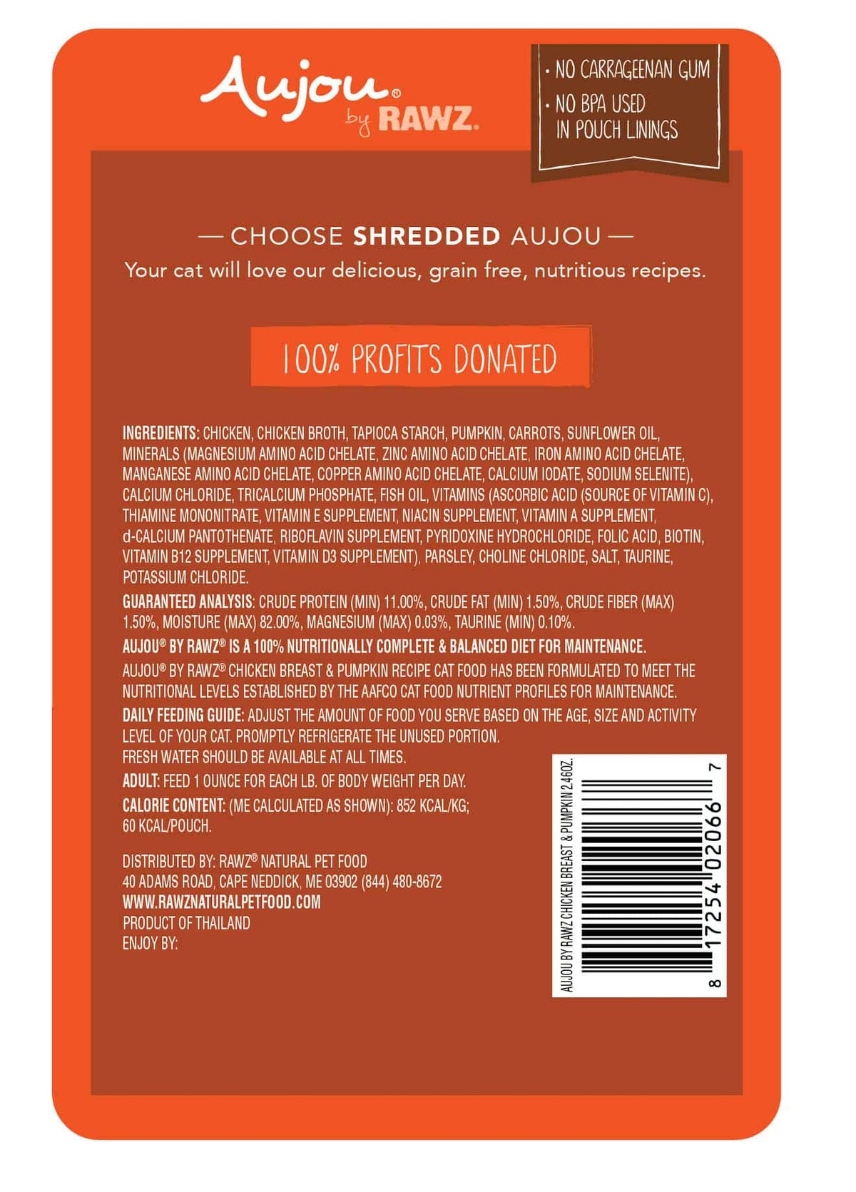Aujou Chicken Breast & Pumpkin Recipe Cat Food Pouch