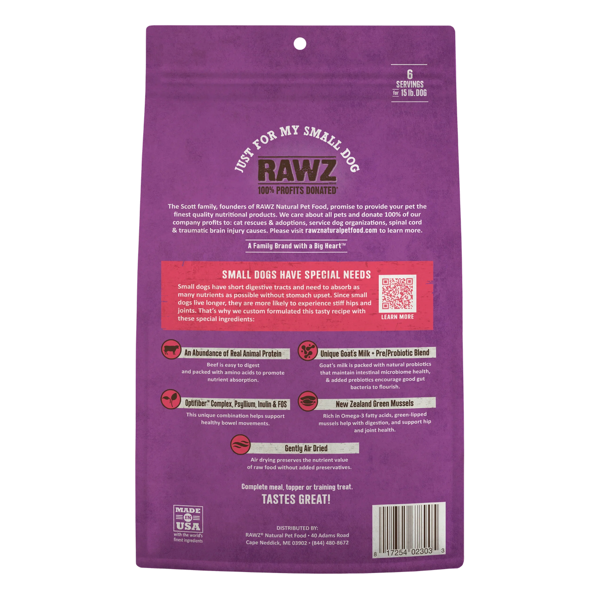 RAWZ Air Dried Just For My Small Dog Beef Recipe Dog Food & Topper