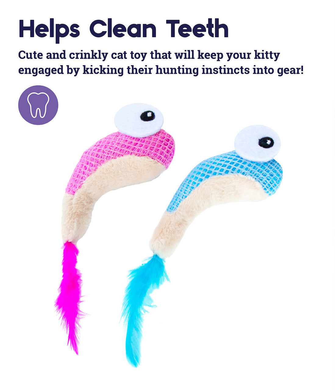 Catstages Dental Shrimpies Cat Toy with Catnip 2 Pack