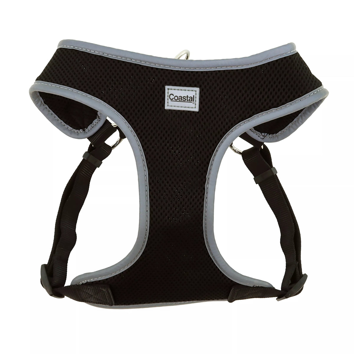 Comfort Soft Reflective Wrap Adjustable Dog Harness, Black with Grey