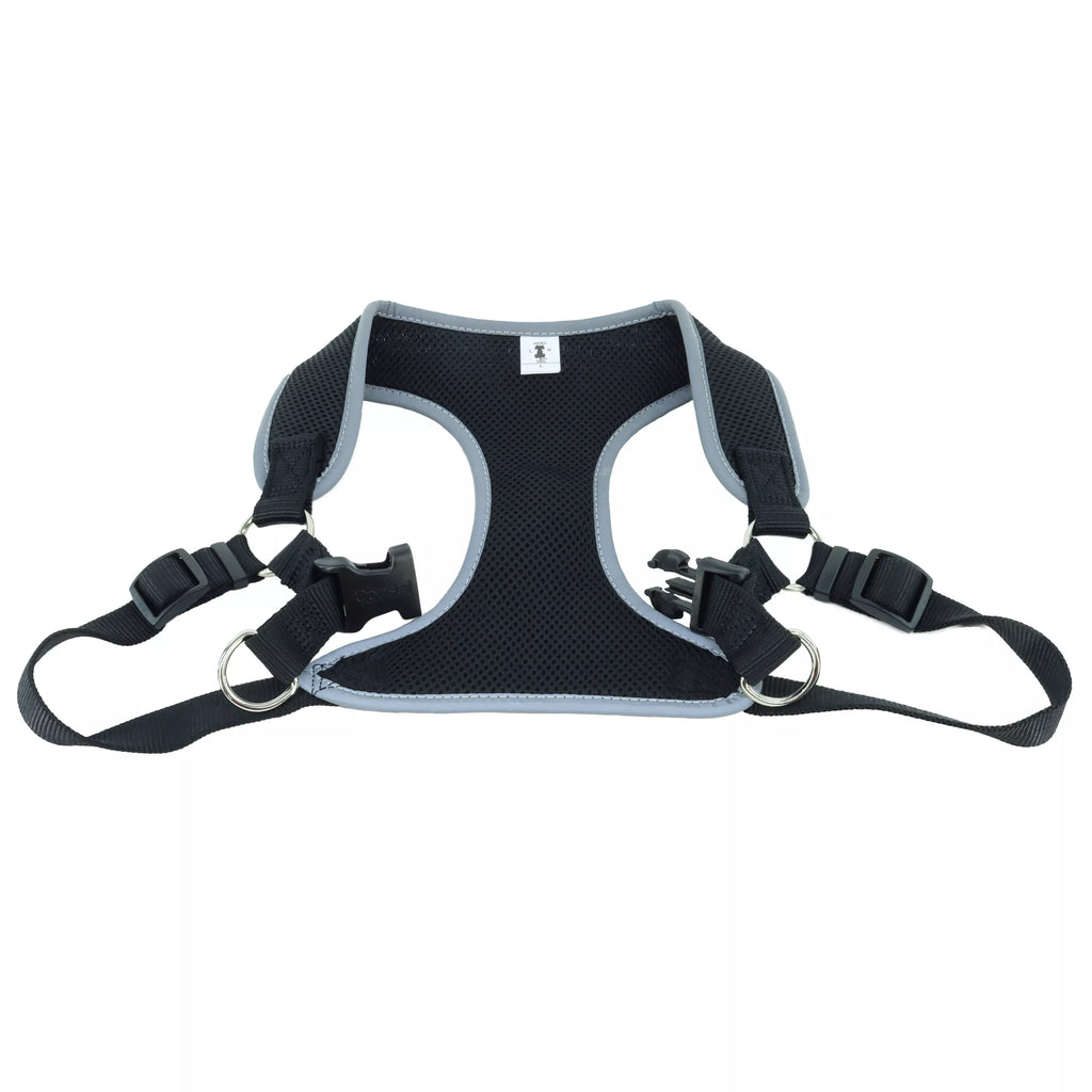 Comfort Soft Reflective Wrap Adjustable Dog Harness, Black with Grey