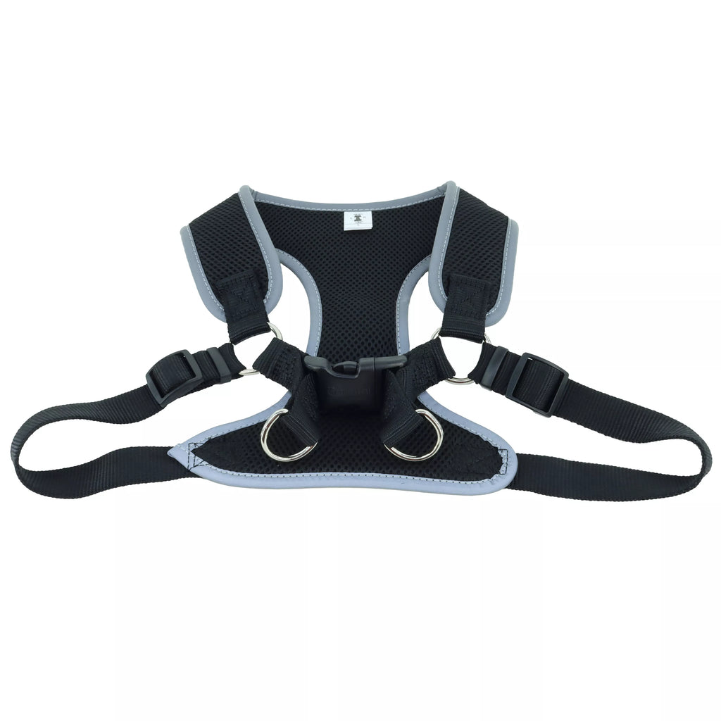 Comfort Soft Reflective Wrap Adjustable Dog Harness, Black with Grey