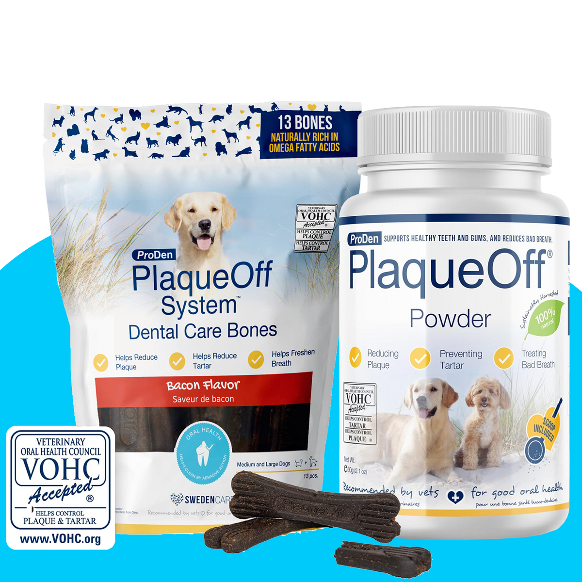 PlaqueOff Dental Duo for Dogs With Bacon Bones