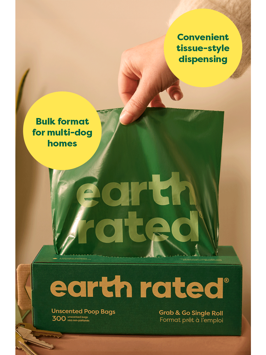 Earth Rated Lavender Scented Grab & Go Poop Bags, Single Roll 300 Bags