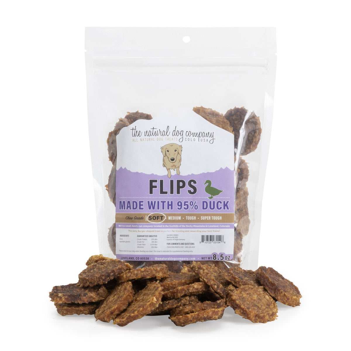 Tuesday's Natural Dog Company Duck Flips Dog Treat
