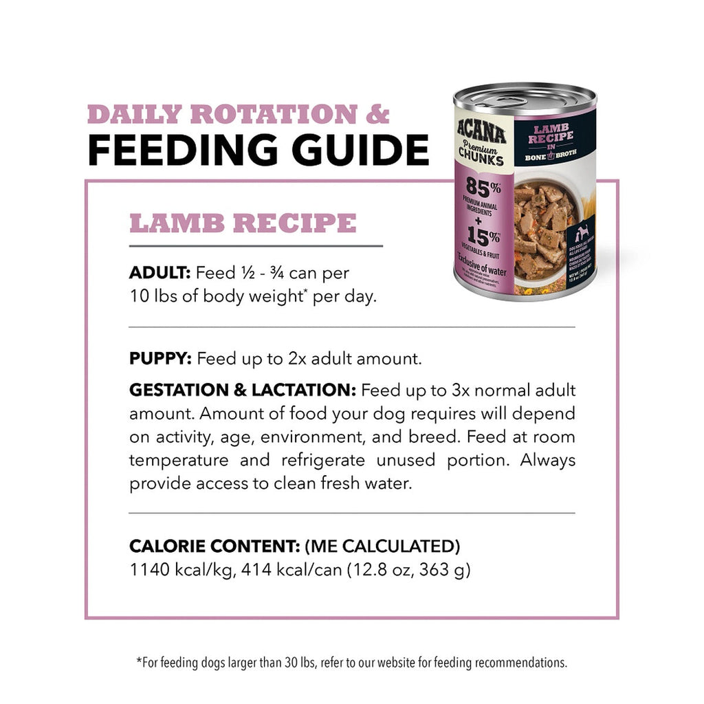 Acana Premium Chunks Lamb Recipe in Bone Broth Canned Dog Food