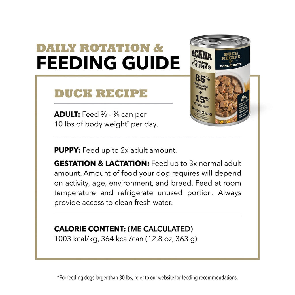 Acana Premium Chunks Duck Recipe in Bone Broth Canned Dog Food
