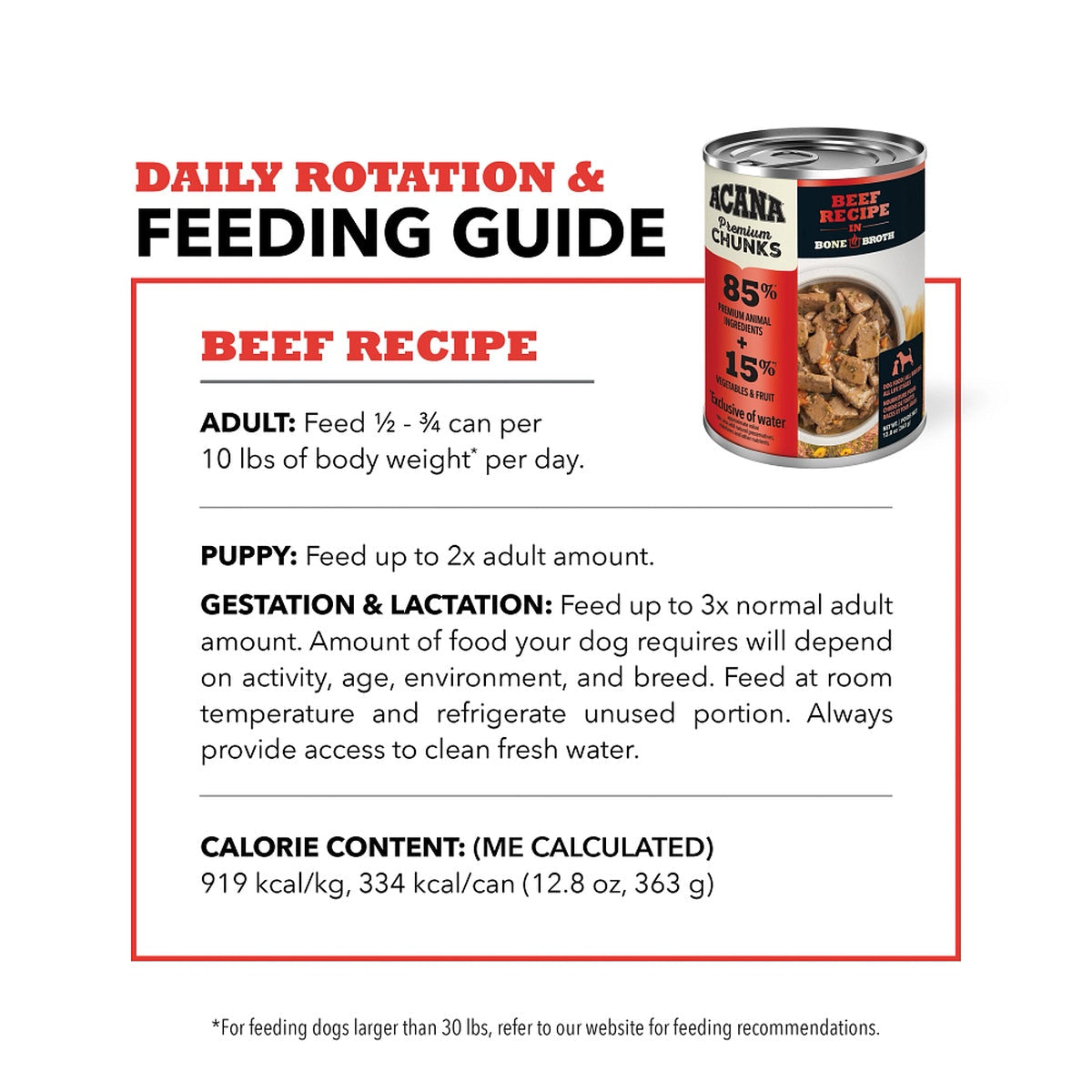 Acana Premium Chunks Beef Recipe in Bone Broth Canned Dog Food