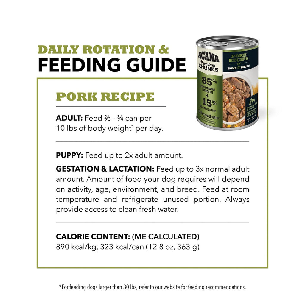 Acana Premium Chunks Pork Recipe in Bone Broth Canned Dog Food