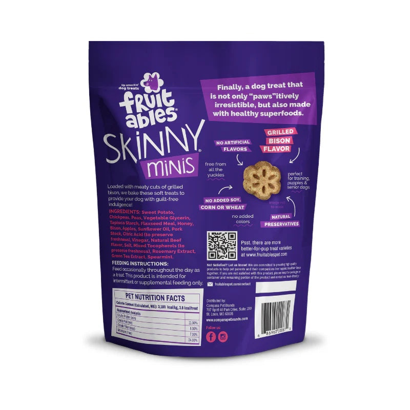 Fruitables Skinny Minis Soft Dog Treats Grilled Bison