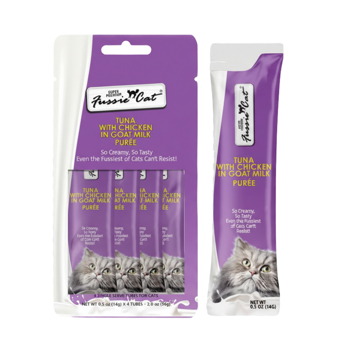 Fussie Cat Puree Tuna & Chicken in Goat Milk Puree Cat Treat