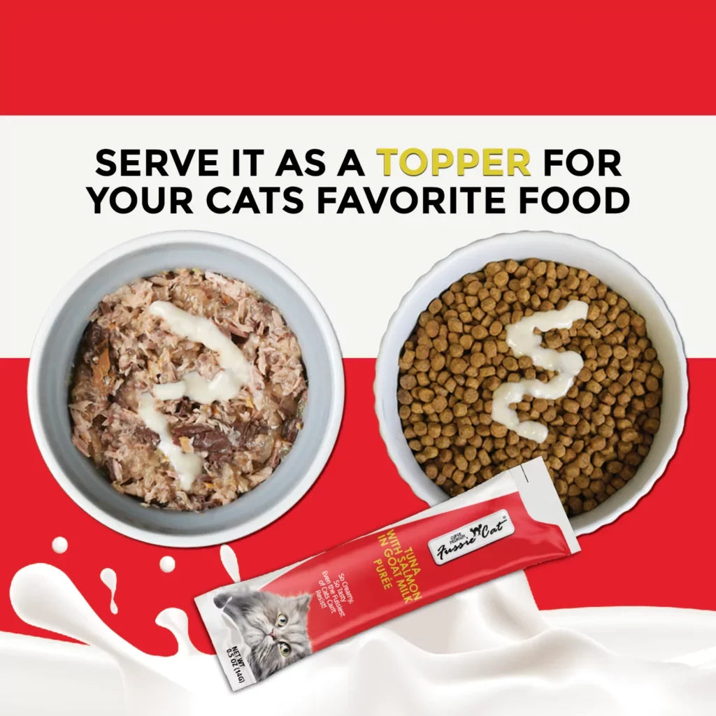 Fussie Cat Puree Tuna & Salmon in Goat Milk Puree Cat Treat
