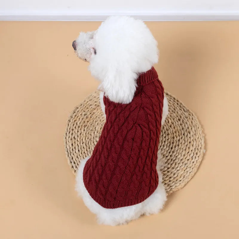 WonderfulPet Pullover Twist Knit Dog Sweater in Red