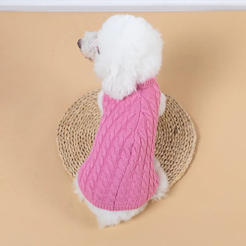 WonderfulPet Pullover Twist Knit Dog Sweater in Red