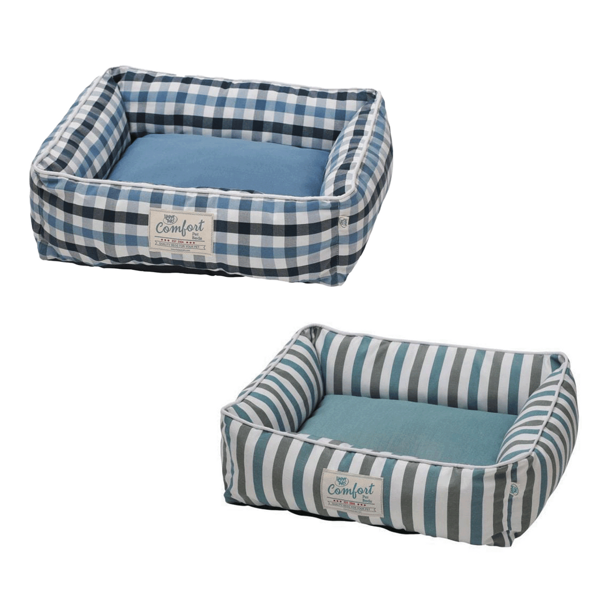 Happy Tails Plaid Cloud Cuddler Dog and Cat Bed, 24” x 20”