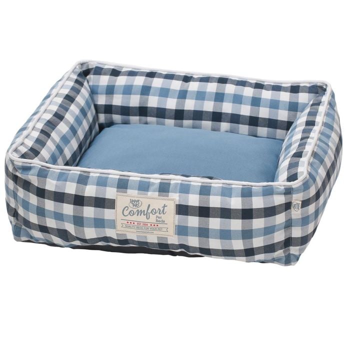 Happy Tails Plaid Cloud Cuddler Dog and Cat Bed, 24” x 20”