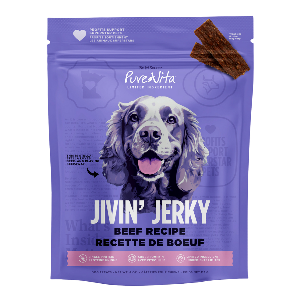 NutriSource PureVita Jivin' Jerky Limited Ingredient Beef Recipe Dog Treat