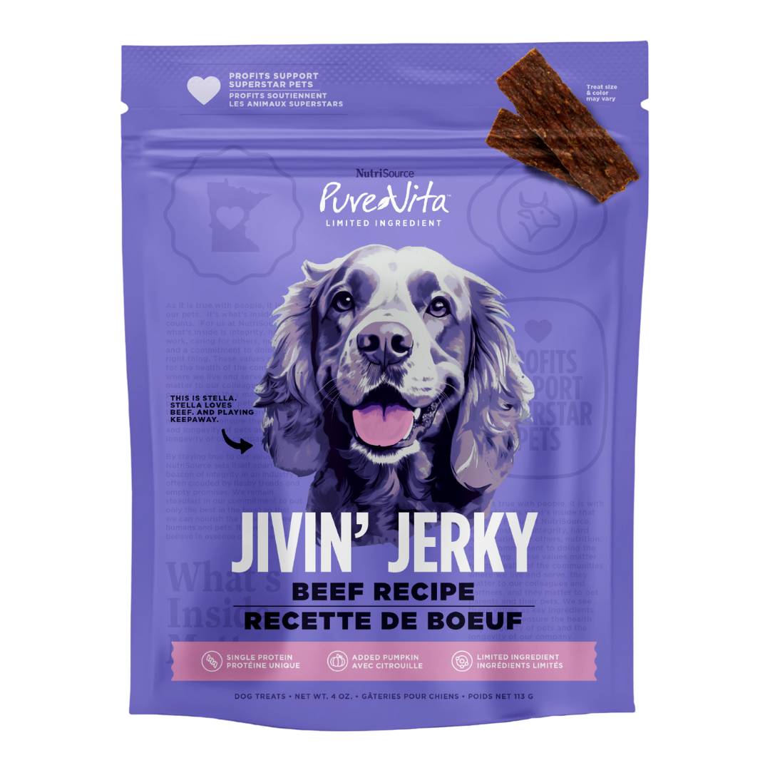 NutriSource PureVita Jivin' Jerky Limited Ingredient Beef Recipe Dog Treat