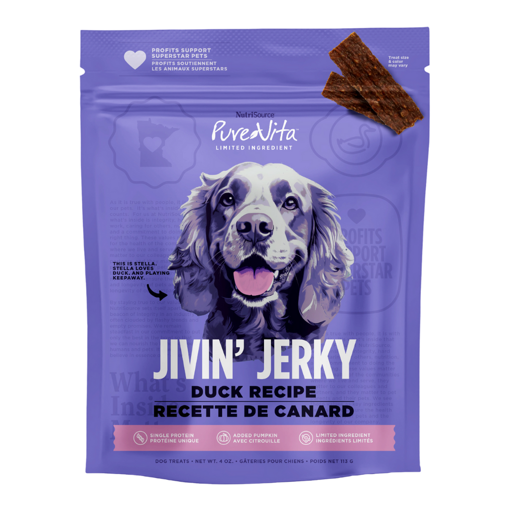 NutriSource PureVita Jivin' Jerky Limited Ingredient Duck Recipe Dog Treat