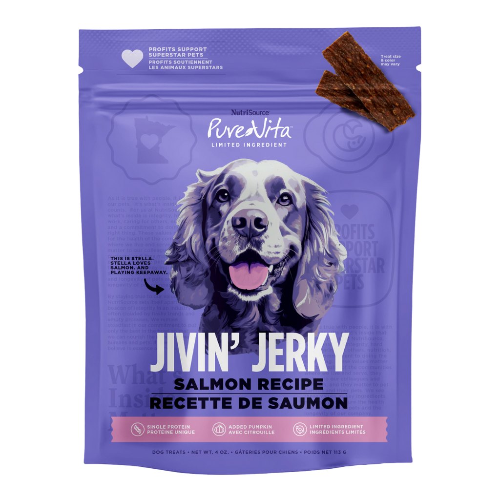 NutriSource PureVita Jivin' Jerky Limited Ingredient Salmon Recipe Dog Treat