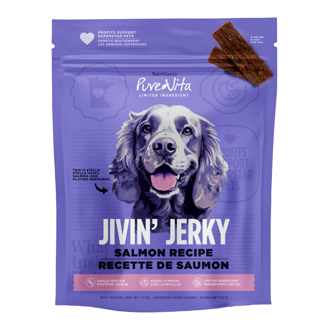 NutriSource PureVita Jivin' Jerky Limited Ingredient Salmon Recipe Dog Treat