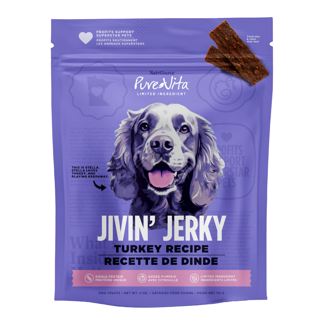 NutriSource PureVita Jivin' Jerky Limited Ingredient Turkey Recipe Dog Treat