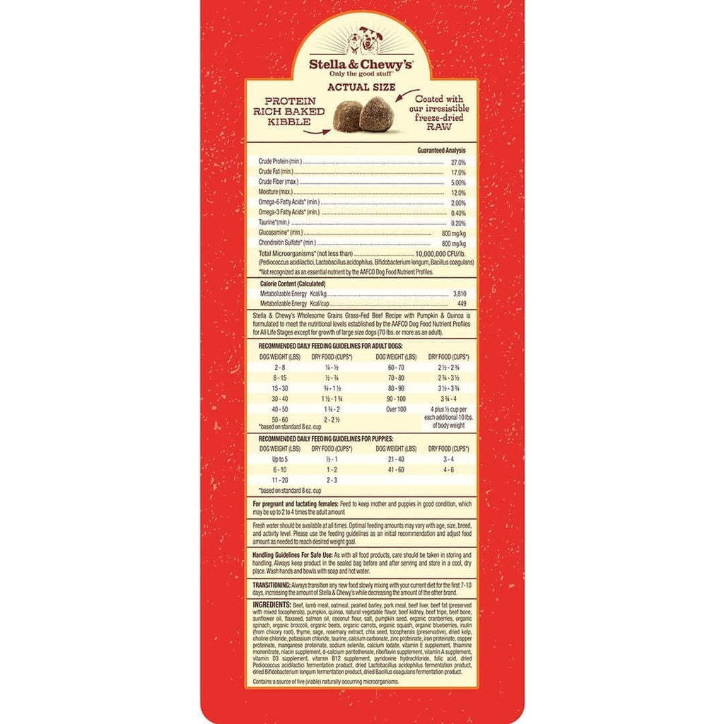 Stella & Chewy's Freeze Dried Raw Coated Wholesome Grains Beef Recipe Dry Dog Food