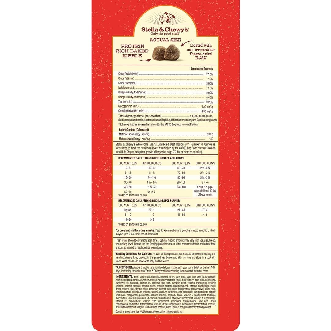 Stella & Chewy's Freeze Dried Raw Coated Wholesome Grains Beef Recipe Dry Dog Food