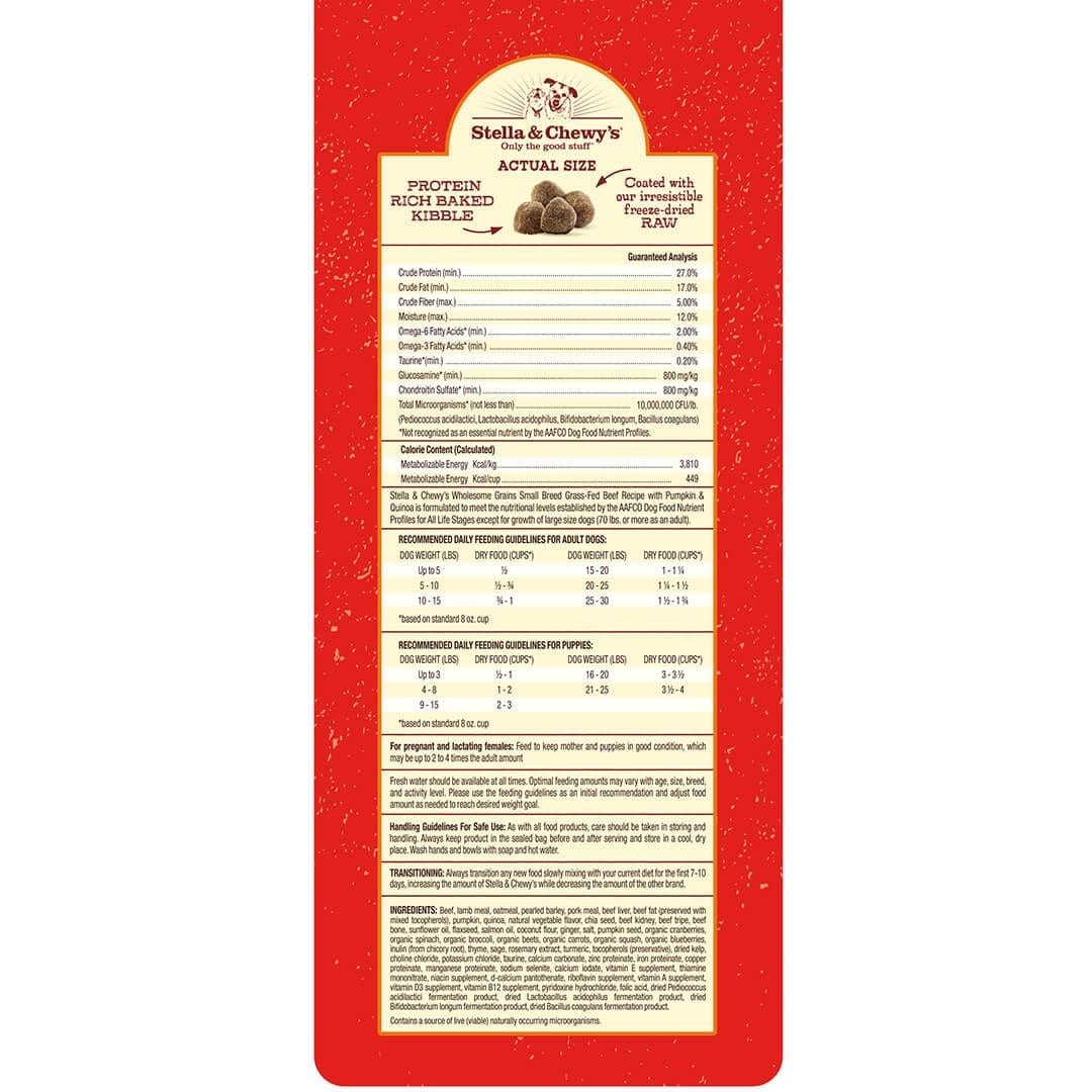 Stella & Chewy's Freeze Dried Raw Coated Wholesome Grains Small Breed Beef Recipe Dry Dog Food