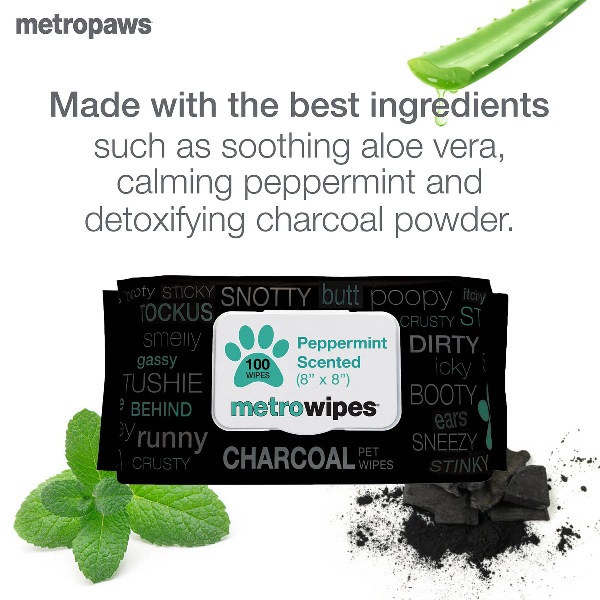 Metro Paws Metro Wipes Charcoal Peppermint Pet Wipes