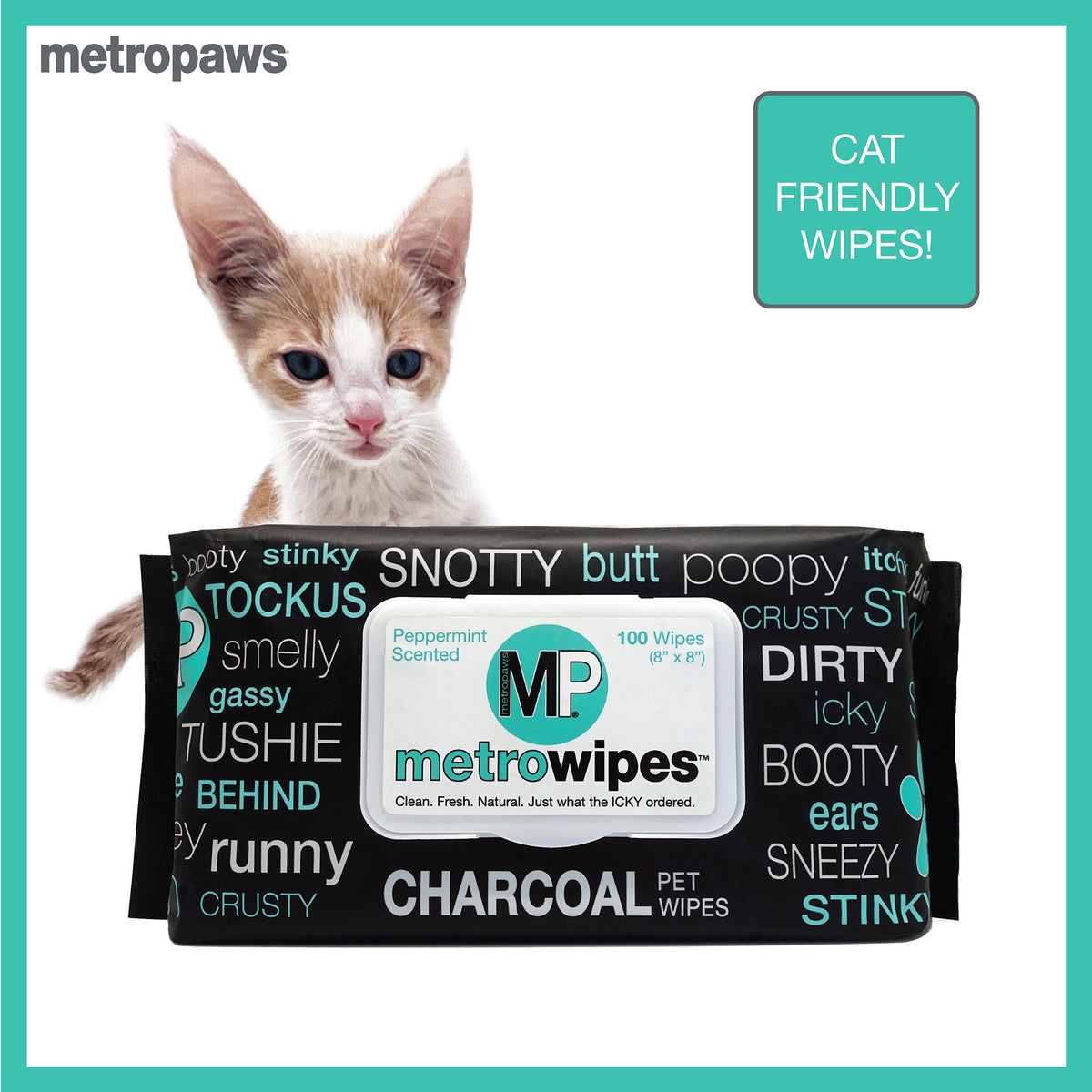 Metro Paws Metro Wipes Charcoal Peppermint Pet Wipes