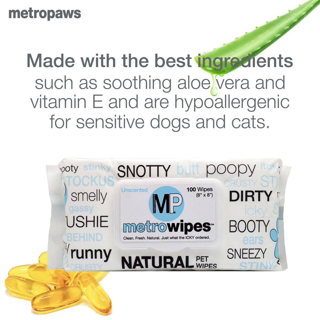 Metro Paws Metro Wipes Hypoallergenic Unscented Pet Wipes
