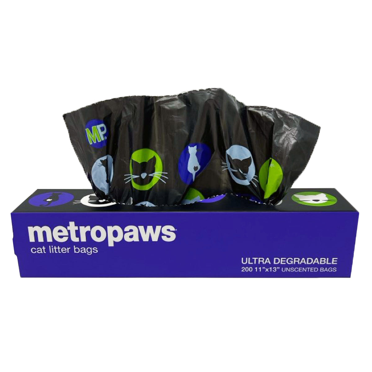 Metro Paws Poopy Packs Ultra Degradable Unscented Cat Litter Bags, 200 Count