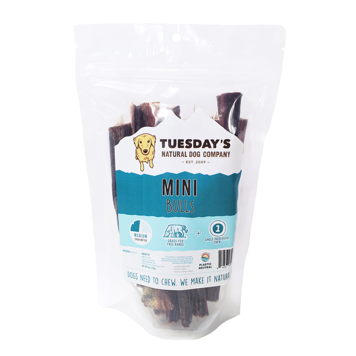 Tuesday's Natural Dog Company Odor Free Mini Bully Sticks