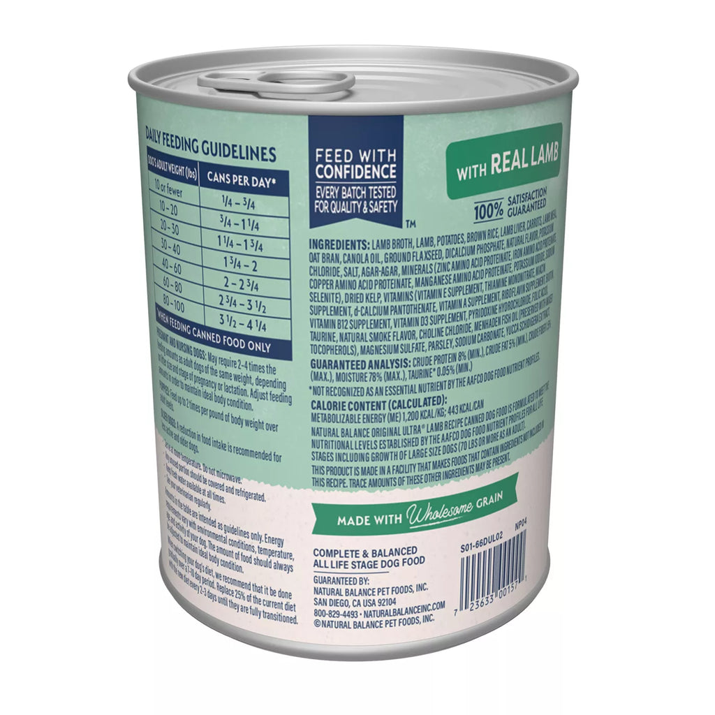 Natural Balance Original Ultra Lamb Canned Recipe Dog Wet