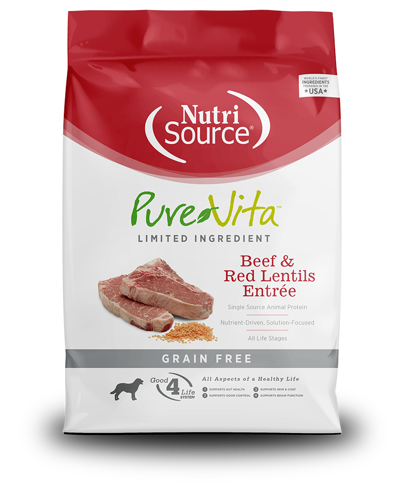 NutriSource PureVita Grain Free Beef and Red Lentils Dry Dog Food