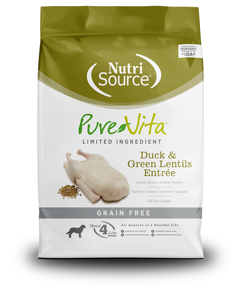 NutriSource PureVita Grain Free Duck & Green Lentils Recipe Dry Dog Food