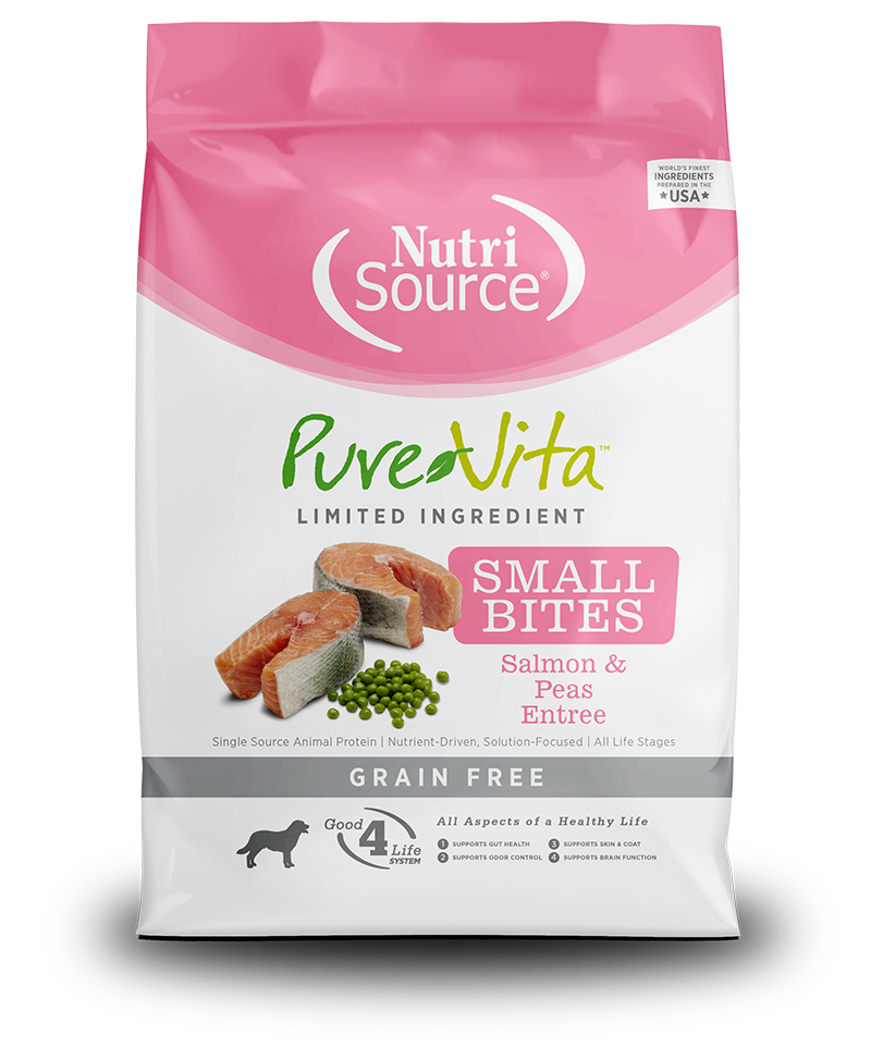 NutriSource PureVita Small Bites Grain Free Salmon & Peas Recipe Dry Dog Food